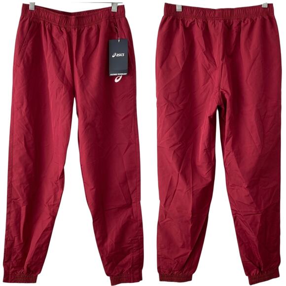 NEW ASICS Junior's Upsurge Windbreaker Jogger Track Pants Red Size XL Athleisure - Picture 1 of 5